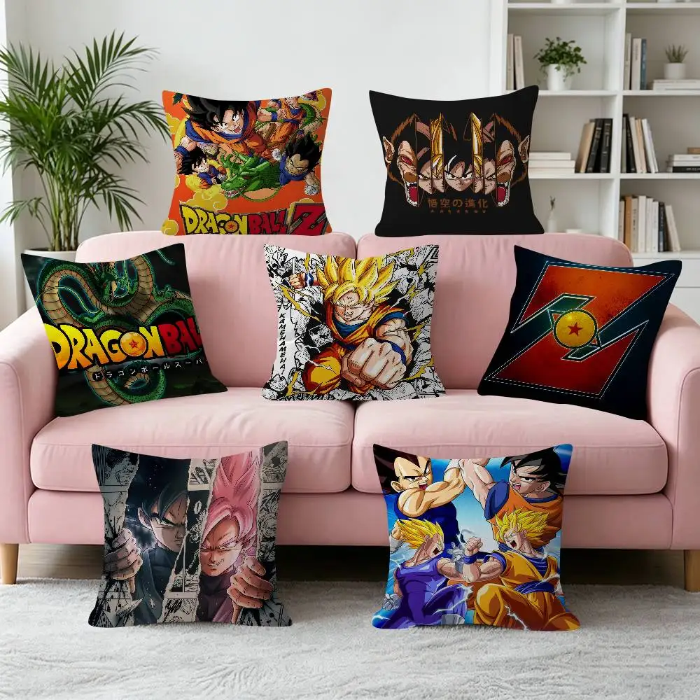 Anime  Super Saiyan Goku Decorative Pillowcase Square Pillowcase Home Office Decorative Cushion Dragon Ball Cover