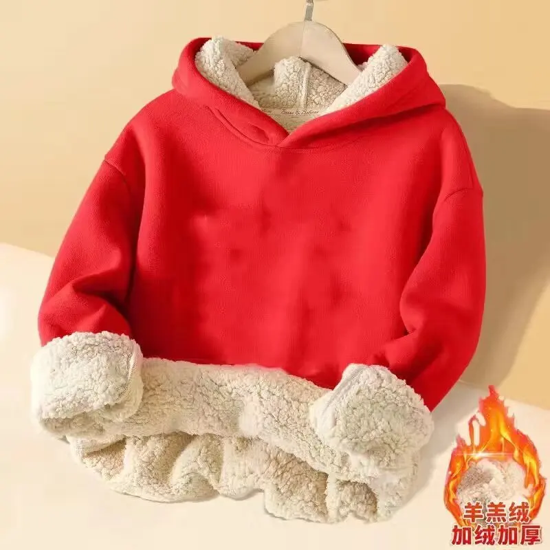 Boys Padded Sweatshirt Girls Thicken Jumper Winter Hoodies Fleece Pullover Autumn Warm Casual Tops Kids  Coat Children Clothes