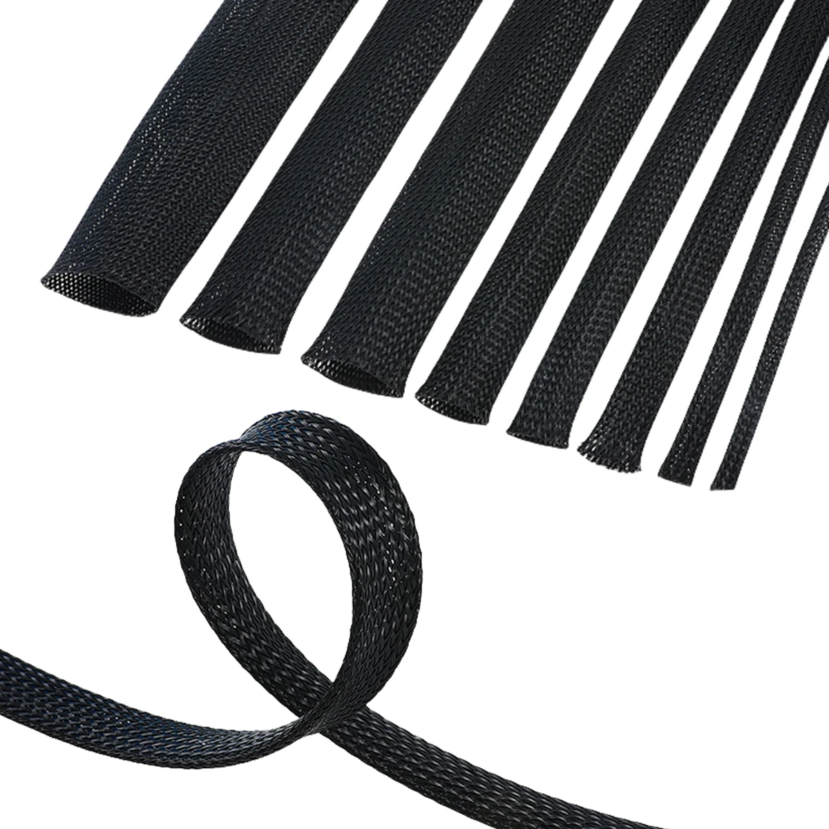 1/5/10/50/100M Black Insulated Braid Sleeving 4/6/8/10/12/14/20/25/30/35mm Tight PET Wire Cable Gland Protection Cable Sleeve