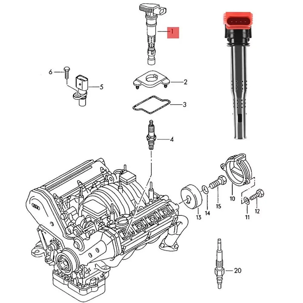 Carbole Ignition Coil & Spark Plug For Audi TT A4 A5 R8 VW Golf Jetta GTI 2.0/2.0T UF529