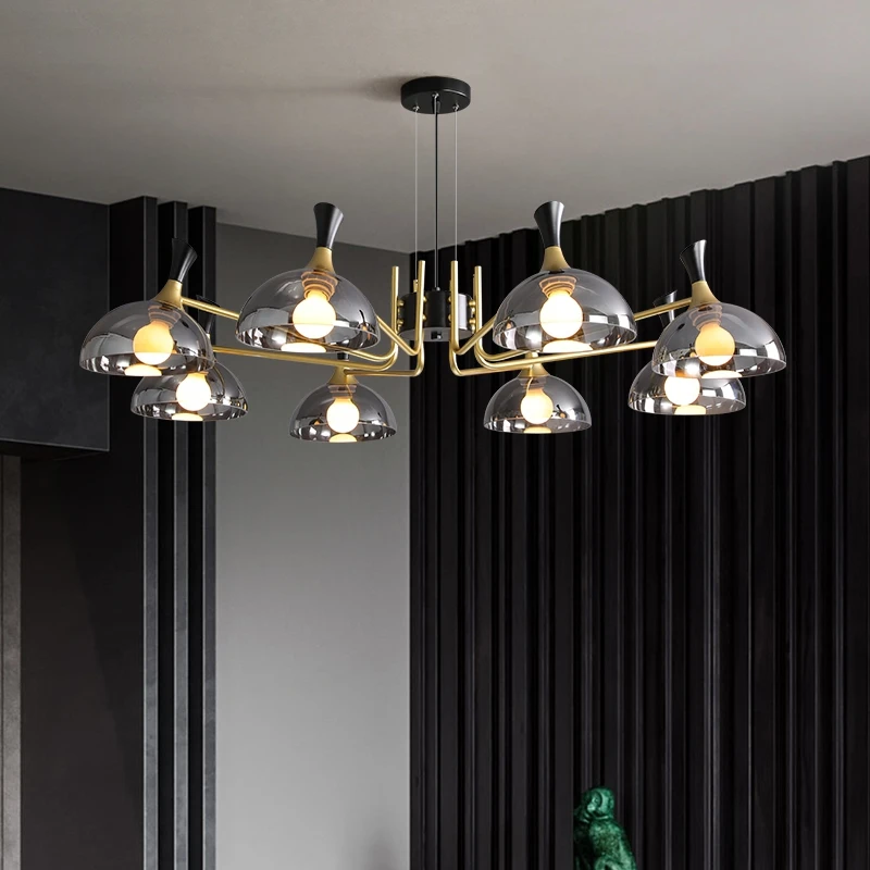 Antique smoke glass lampshade led Chandelier for Living Room Home Restaurant  kitchen lighting Bedroom pendant Chandeliers Lamp