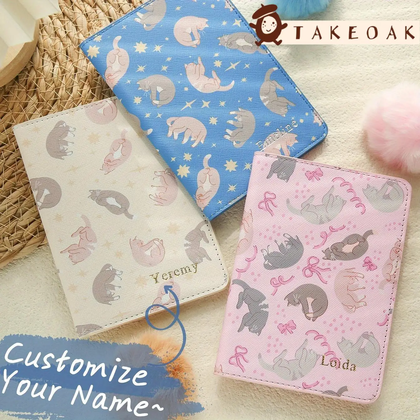 Custom Name Cat Passport Cover Cute Travel Gift for Cat Lovers Personalized Animal Print Holder Travel Gift for Cat Lovers