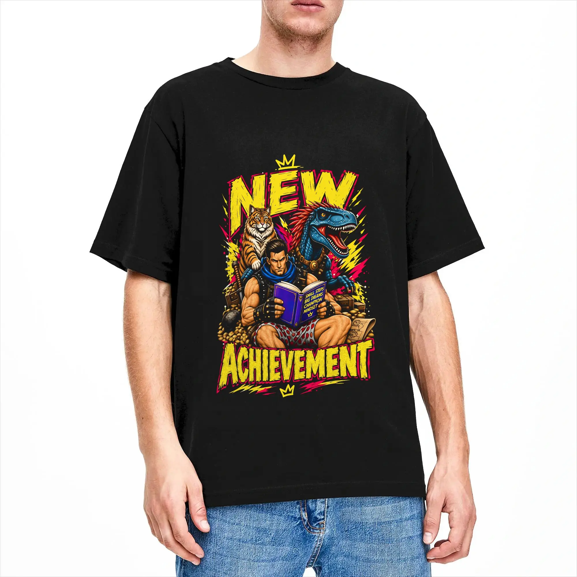 New Achievement Dungeon Crawler LitRPG Carl Champion Mindset T-Shirt Summer  Harajuku T Shirts Men Cotton O-Neck Plus Size Tees