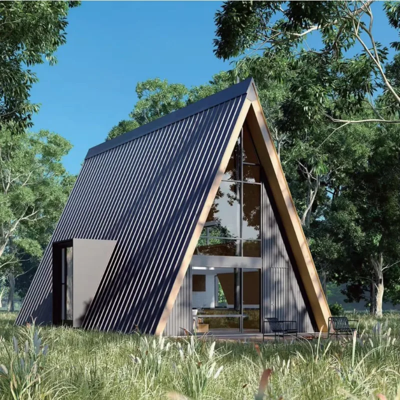 Triangular Villa Luxurious Anti-corrosion Wooden Structure Prefab House for Scenic Spot High-end Tourist Accommodation