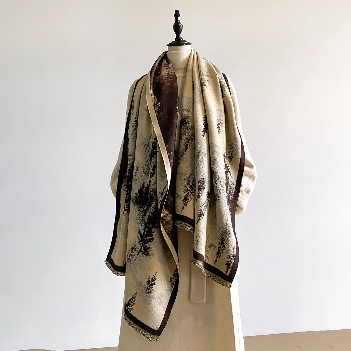 

Luxury Winter Thicken Wrap Shawl Women's Imitation Cashmere Jacquard Scarf High Quality Two-Sided Pashmina Ladies Brand Design