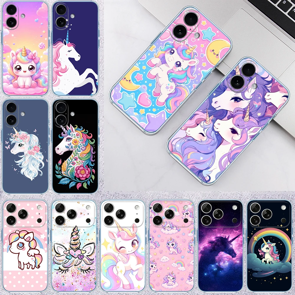 Lovely Unicorn Colorful Transparent Phone Case for Samsung Galaxy A04 A04S A14 A23 A34 A54 M23 M33 M52 M53