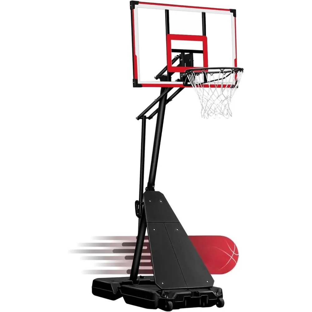 

Basketball Hoop Outdoor 4.9FT-10FT Adjustable, Portable Basketball Hoop Goal System with 44 Inch Shatterproof Backboard