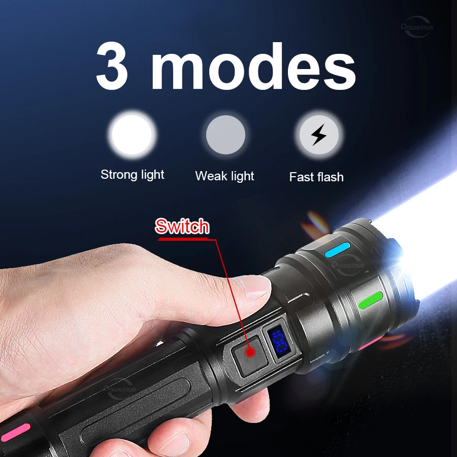 Newest Ultra Powerful LED Flashlight Rechargeable Led Spotlight Torch Super Bright Large Aperture Hunting Emergency Flashlights