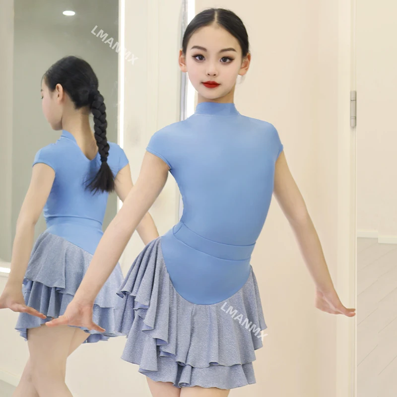 

Новинка 2023 года, высококачественная одежда для латинских танцев для девочек — профессиональный ансамбль для выступлений с разрезом для осенне-зимней практики и шоу