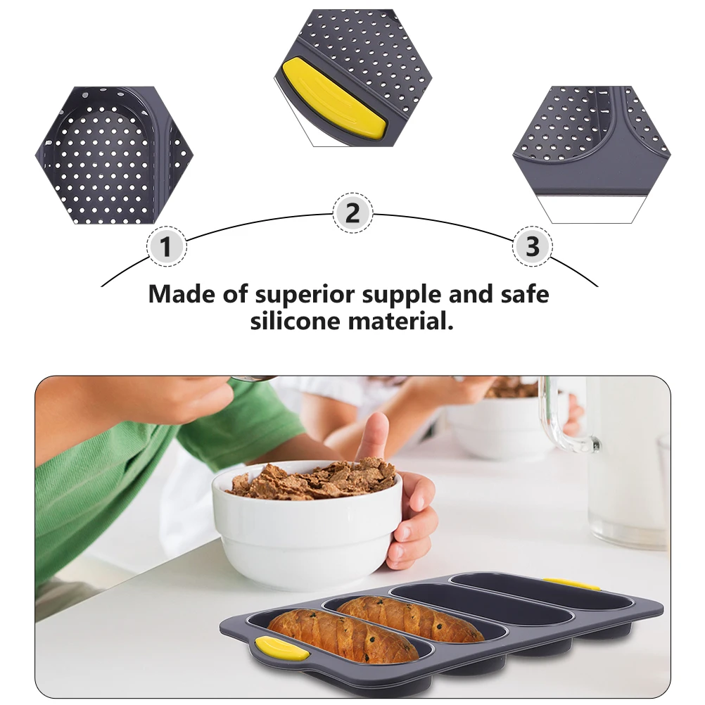 

2Pcs French Silicone Bakeware 4 Slot Loaf Mold for Home Bakery Restaurant Non Baking Cake Mold Stick Heat Resistant