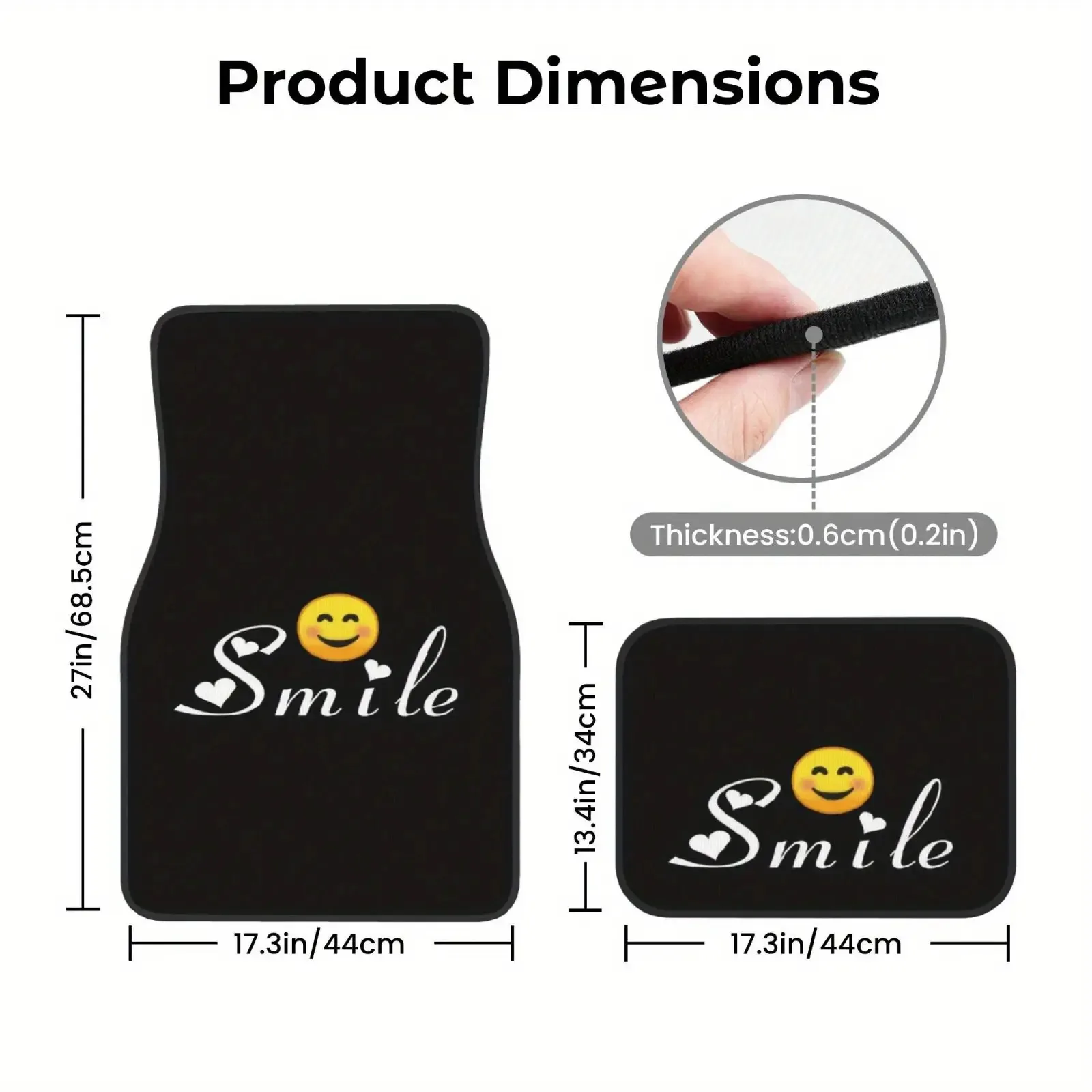 A Set Of Four Universal Car Floor Mats Made Of High-Density Polyester With Stylish Prints, Durable And Washable, Suitable For Al