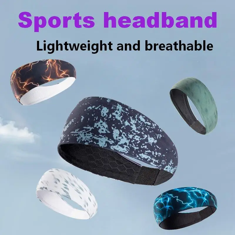 Sports Headband,Running Yoga Fitness Sweatband,Breathable Quick Dry Ice Silk Sweat Wicking Head Scarf,Non-slip Workout Hair Band