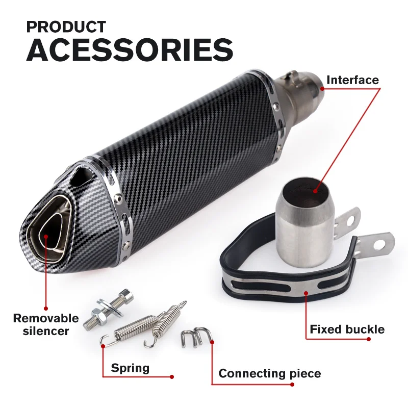 Carbon Fiber Motorcycle Acrapovich Exhaust Muffler Pipe 250cc 350cc 600cc Escape Moto Tube For Nmax Tmax530 Msx125 Trendy Novel