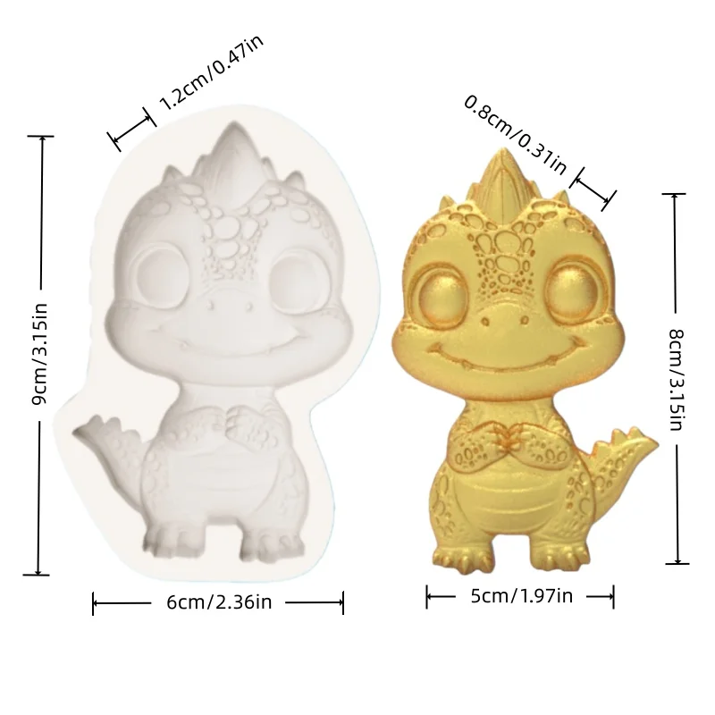 Silicone Mold for Making Cute Praying Dinosaur Shapes, Suitable for Decorating Fondant Chocolate Cakes