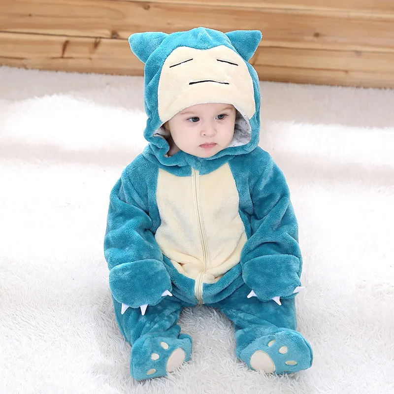 Boys Girls Costume 0-3 Y Baby Snorlax Romper Anime Cosplay Kigurumi Cute Pajama Onesie Halloween Clothes