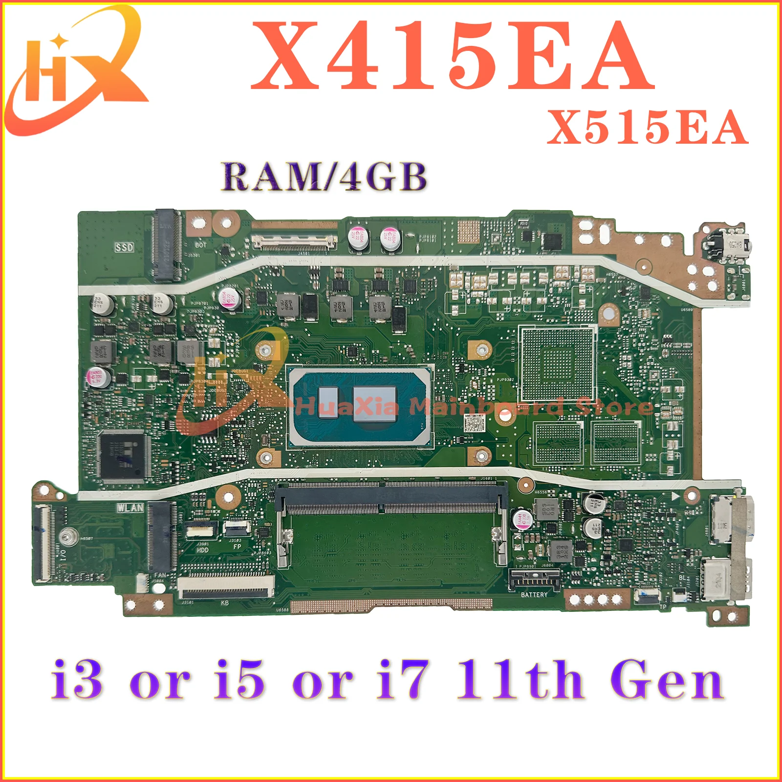 

Материнская плата для ноутбука X415EA Материнская плата ASUS X515EA X415EP X515EP X415EQ X515EQ F1500E F1400E V5200E V4200E A415E A515E i3 i5 i7