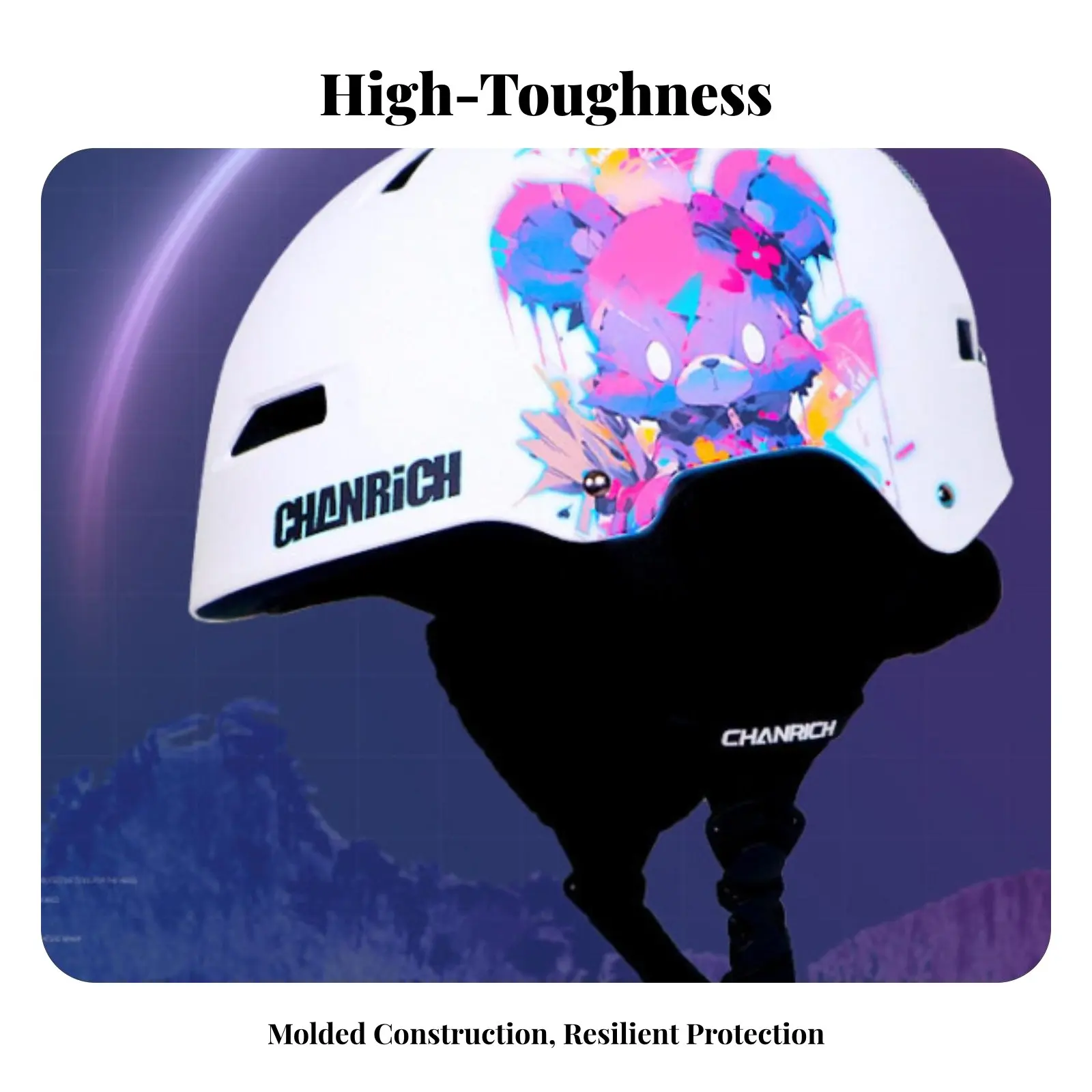 

High Hardness Ski Helmet, Impact Absorption, Outdoor, Unisex Adult & Children, Adjustable, Graffiti Creature
