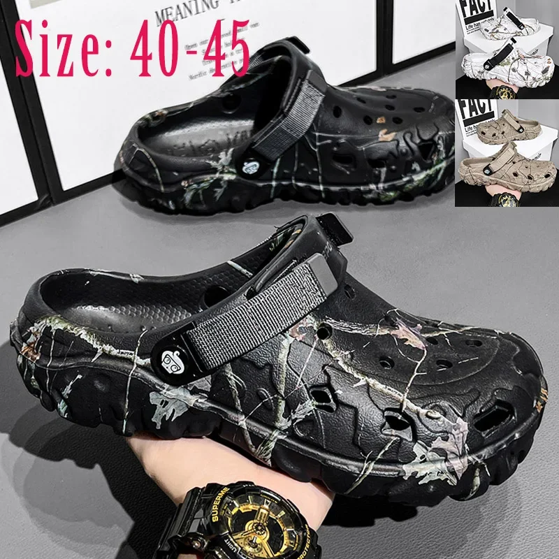 2024 Summer New Men's Slippers Outdoor Garden Clogs Male Casual Shoes Fashion Luxury Sandals Comfort Home Soft Slippers 40-45