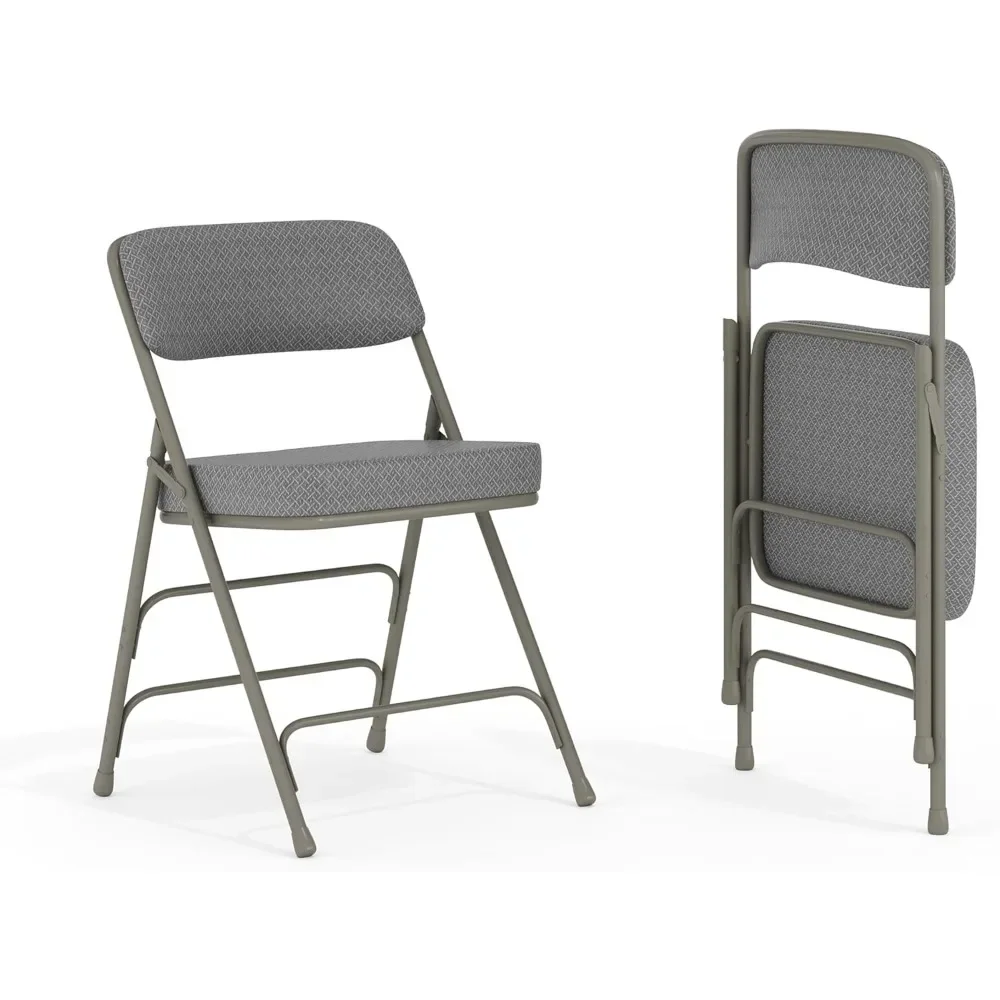 

2 Pack Series Premium Curved Triple Braced & Double Hinged Gray Fabric Metal Folding Chair