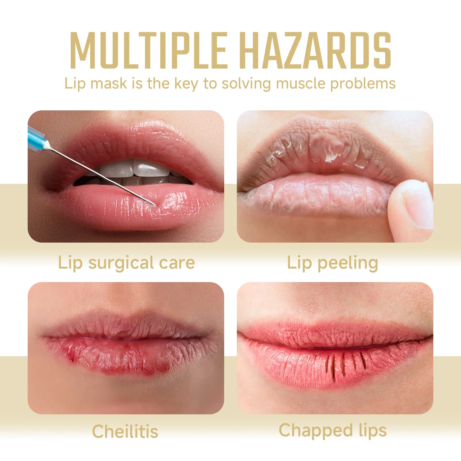 6 Pieces Collagen Lip Mask Stickers, Repair Dry Lips, Hydrate and Moisturize Light Lip Pattern