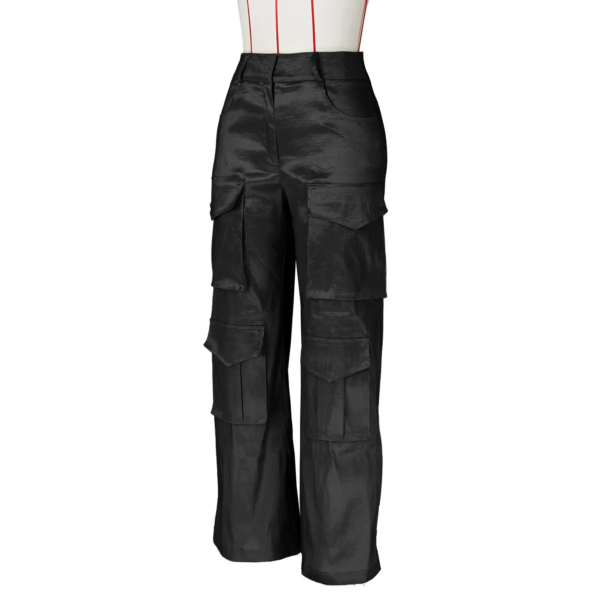 Zipper Fly Gothic Cargo Trousers Women Sexy Multi Pocket Front Safari Style Straight Night Club Baggy Jogger Pants