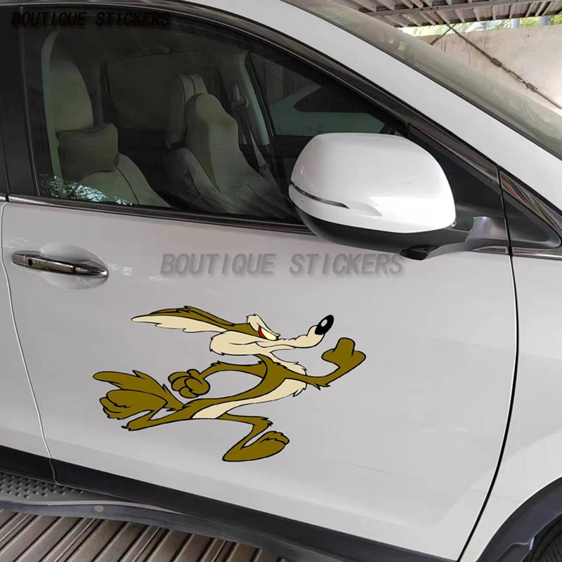 WILE E COYOTE Left and Right Running Car Sticker Car Truck Off road Vehicle Helmet Window Bumper Waterproof Polyethylene Decal