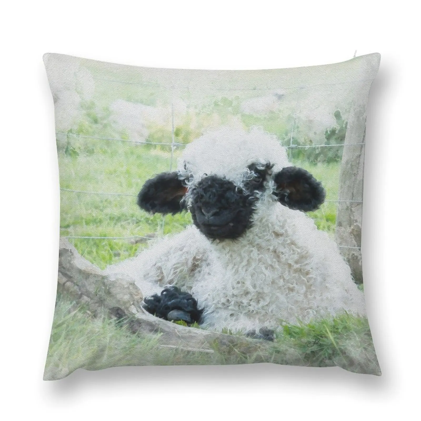 Valais Blacknose Sheep Watercolour Photograph. Throw Pillow luxury throw pillow covers Sofa Cushions Cover pillow