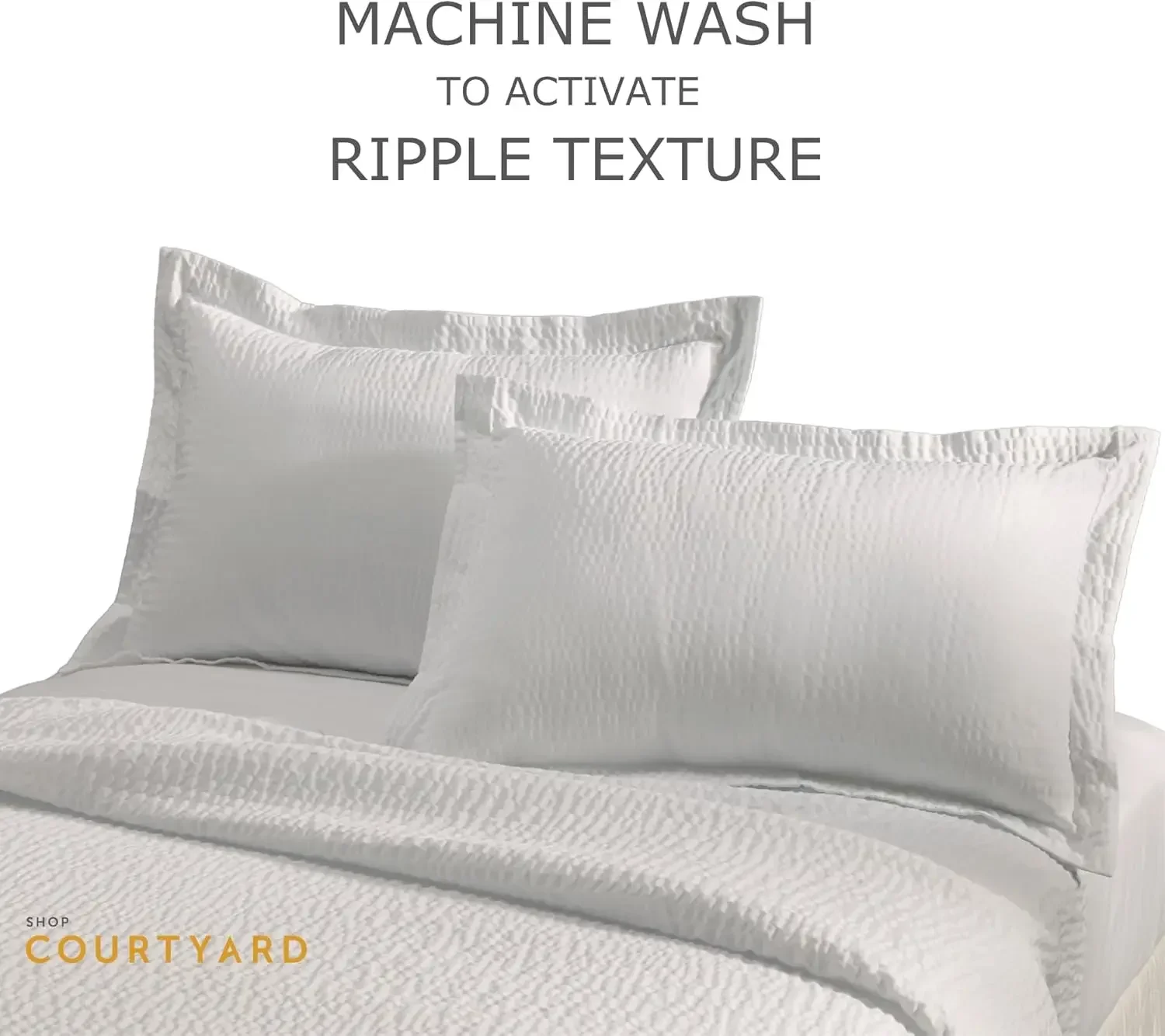 by Marriott Textured Coverlet - Lightweight Coverlet with Wash-Activated Ripple Texture Exclusively for Courtyard - Wh