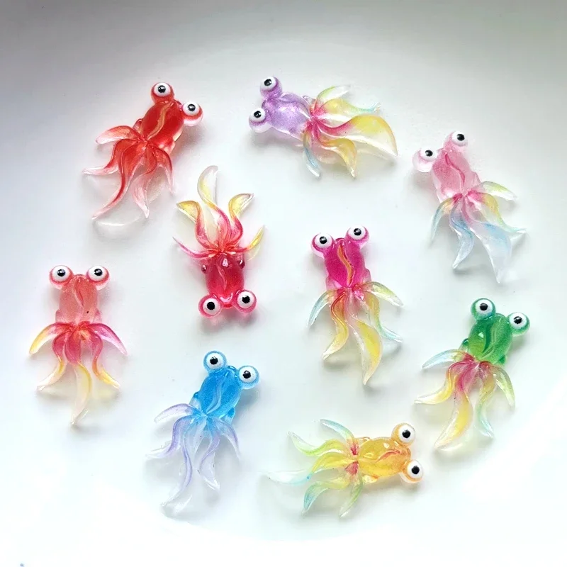 20pcs21*13mm mini Goldfish Resin Rhinestone diy jewelry making accessories glow-in-the-dark small goldfish