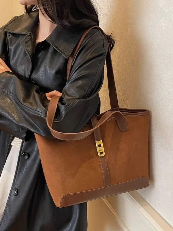

Retro Large Capaci Women's oulder Bag Faionable Handbag Commuter Tote Bag Simple Casual Sle Soft Handle Leather