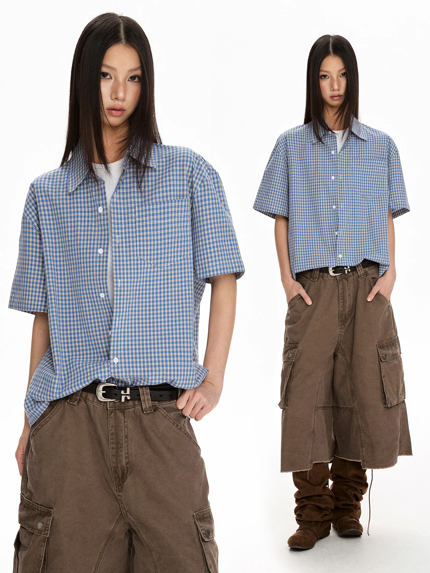 

Женская рубашка VATTY в американском стиле, повседневная, в клетку, с коротким рукавом, универсальная, для работы, открытый кардиган, ретро, свободный крой, в клетку