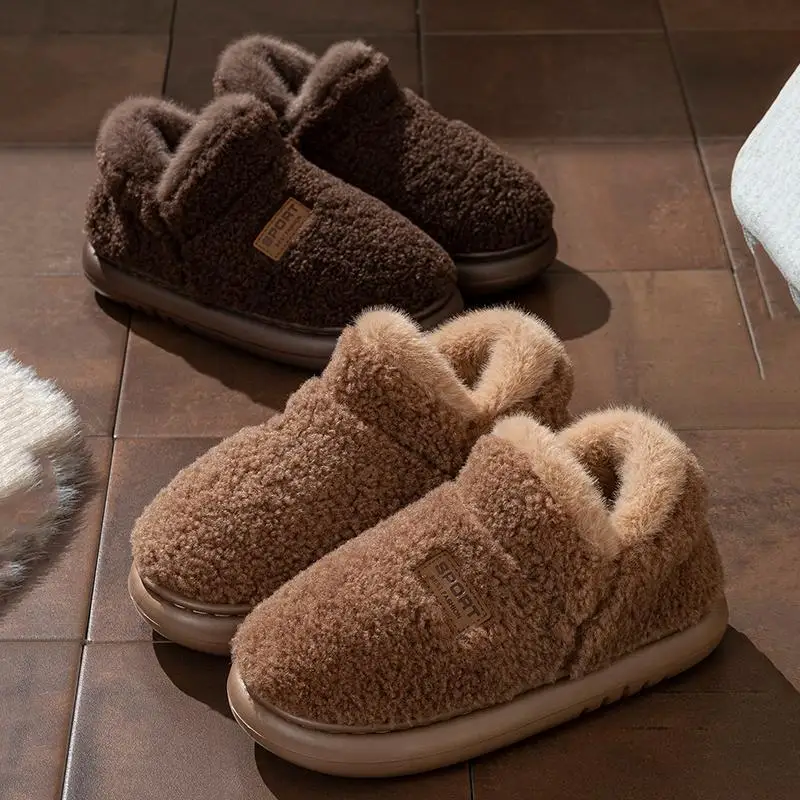 Komfortable Schneestiefel aus Lammwolle mit rutschfester, dicker Sohle für Damen, Winter 2026, Übergröße 45, warme, plüschige Stiefeletten, kurze, pelzige Stiefeletten für Damen – Detail 8