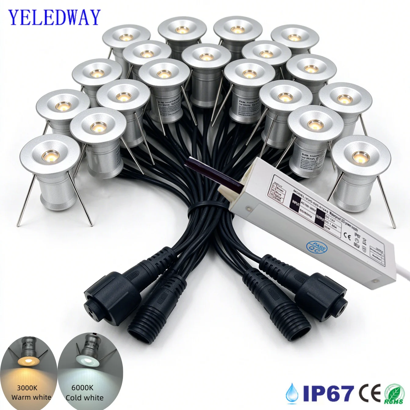 Mini LED Deck Lights 12V IP67 Waterproof Underground Lamp Outdoor 1W Landscape Spotlights for Garden Stairs Pathway Patio