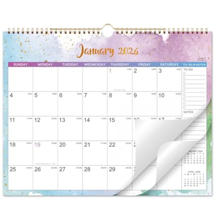 

2026 Wall Calendar 2026 Calendar JAN 2026 DEC 2026 14.8" x 11.5" Large Calendar 12 Month with Twinwire Binding and Hanging Hook