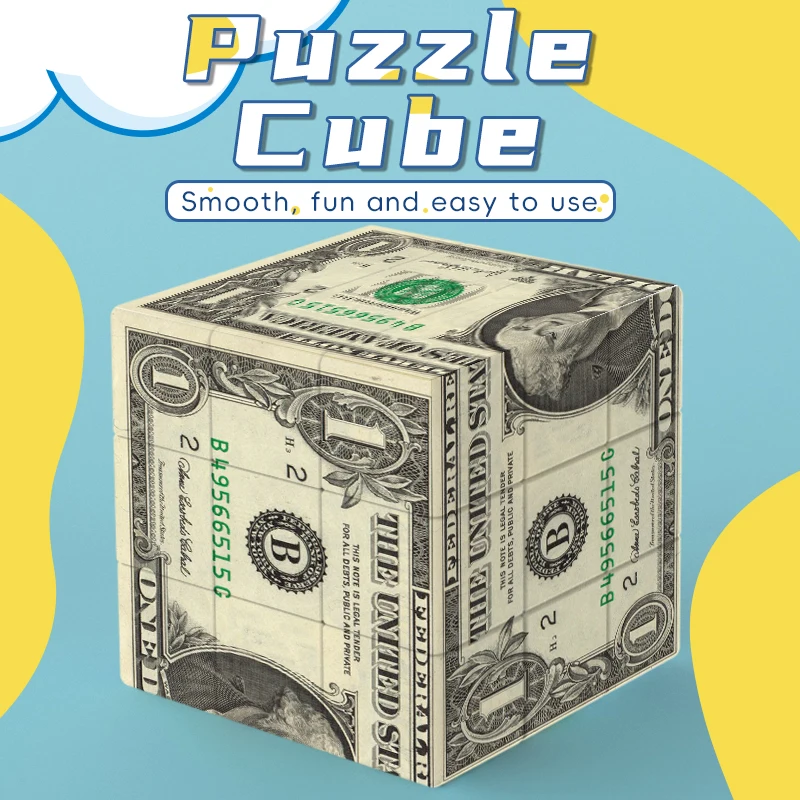 One Dollars 3x3 Speed Cube, UV Printing Element Cube Magic Cube Educational Puzzles Toys Christmas Thanksgiving Halloween Gifts