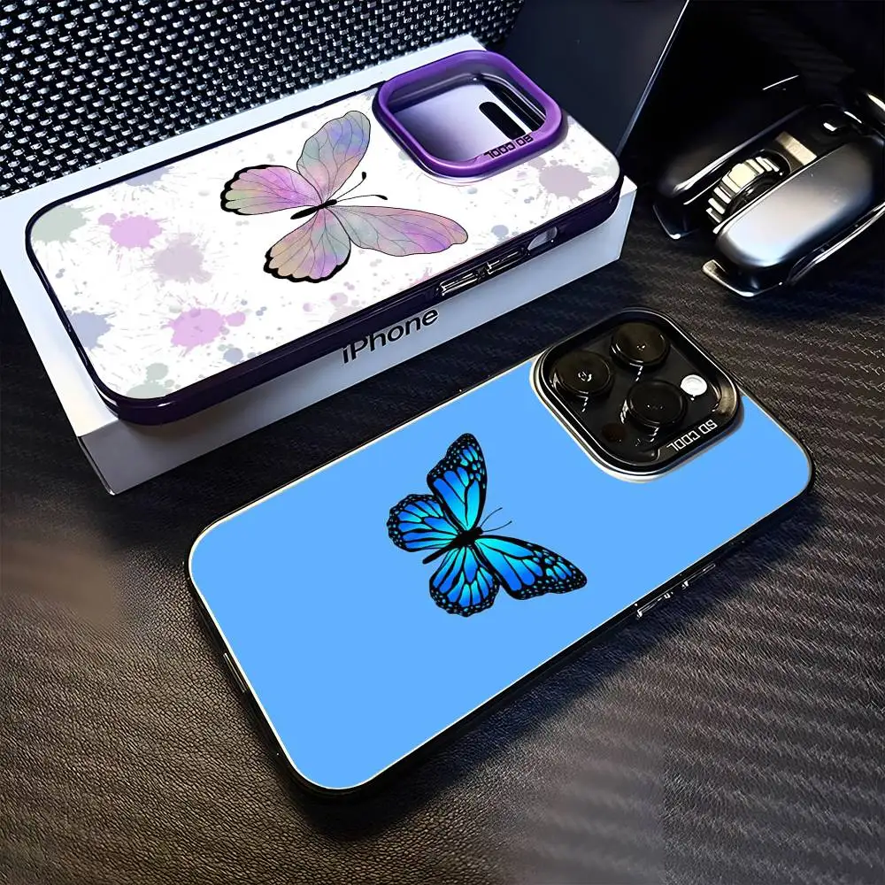 

Butterfly Phone Case For iPhone 16,15,14,13,12,11,Mini,Pro,MAX Purple Matte Shockproof Cover