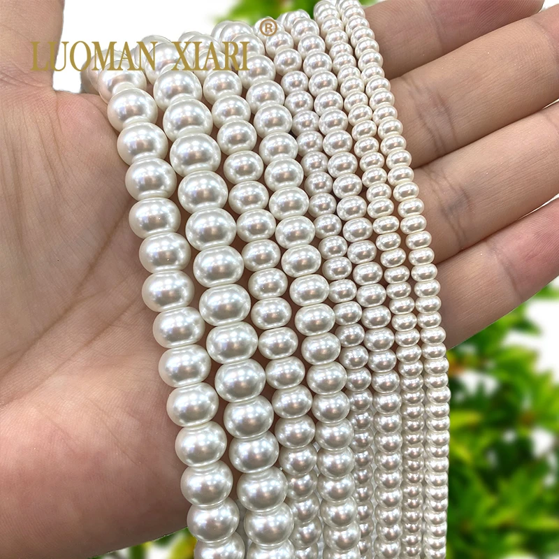 6x8 8x10mm Abacus White Shell Mother Pearl Natural Rondelle Spacer Beads for Jewelry Making Diy Bracelet Charms Accessories 15''