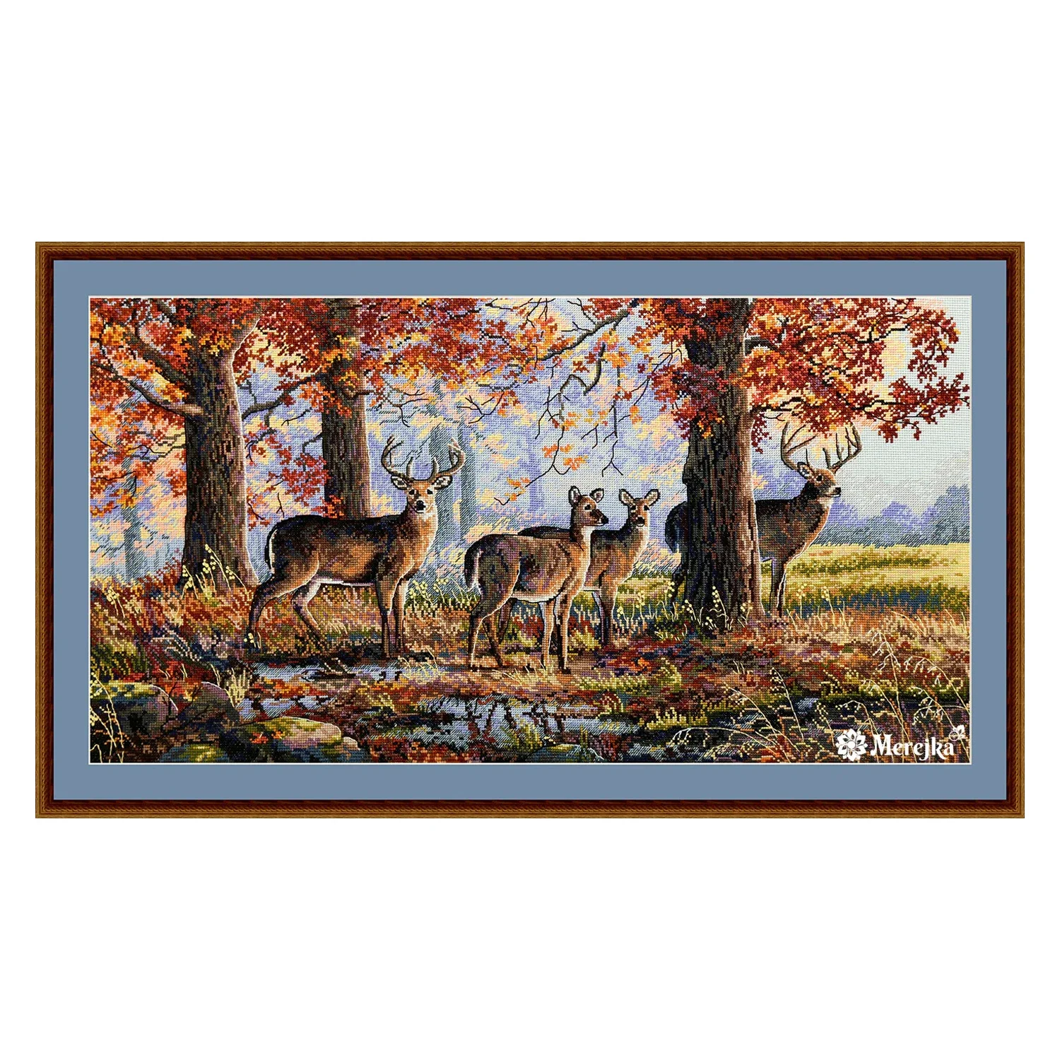 

Набор для вышивки счетным крестом, под дубами, семья оленя, лесной пейзаж, украшение дома, рукоделие, высокое качество, Merejka K-168