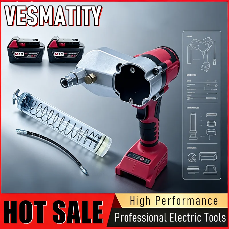 2026 new cordless electric grease gun high pressure lubricating oil injector machine power tool fit Milwaukee battery