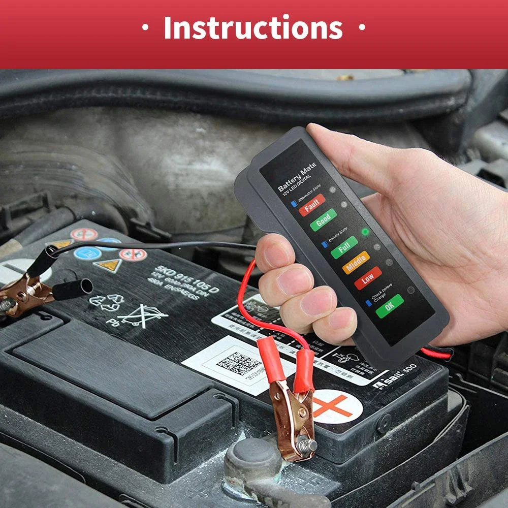 เครื่องทดสอบแบตเตอรี่รถยนต์ 12V, เครื่องตรวจสอบแบตเตอรี่, เครื่องทดสอบกระแสสลับยานยนต์, เครื่องวิเคราะห์เพื่อตรวจสอบเครื่องกําเนิดไฟฟ้ากระแสสลับและระบบชาร์จแบตเตอรี่, LED