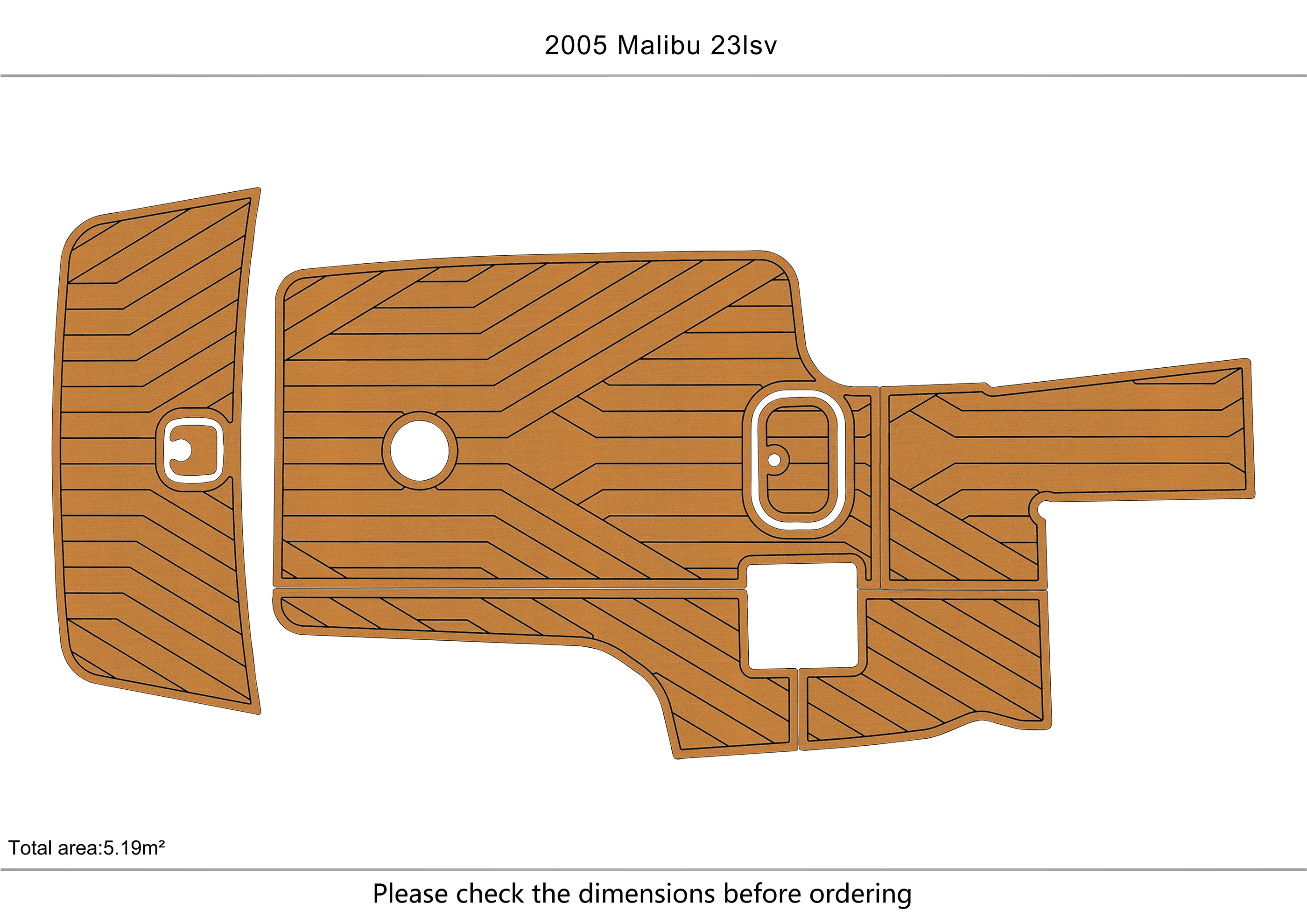 Eva foam Fuax teak seadek marine floor For 2002-2005 malibu 23 LSV Cockpit Swim platform 1/4