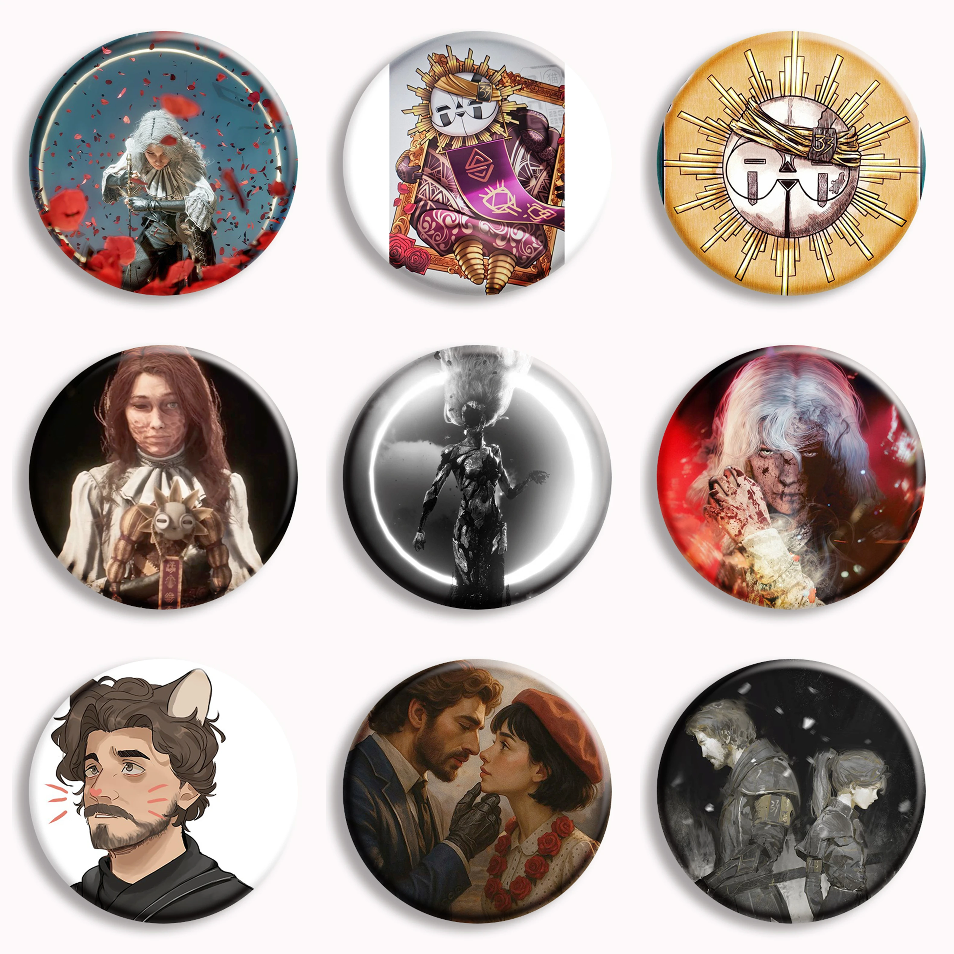 Gamer Gustave Clair Obscur Expedition 33 Soft Button Pin Maelle x Gustave Fanart Brooches Badge Bag Decor Gift for Game Fans