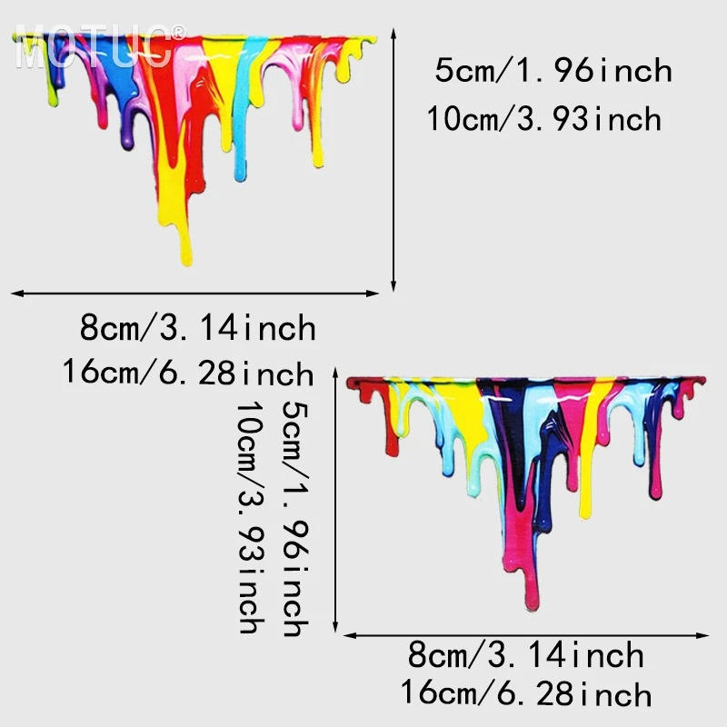1PC Rainbow Paint Drip Stickers Waterproof Graffiti Decals for Motorcycle Car Helmet Laptop Colorful Fluid Paint Drip Decoration