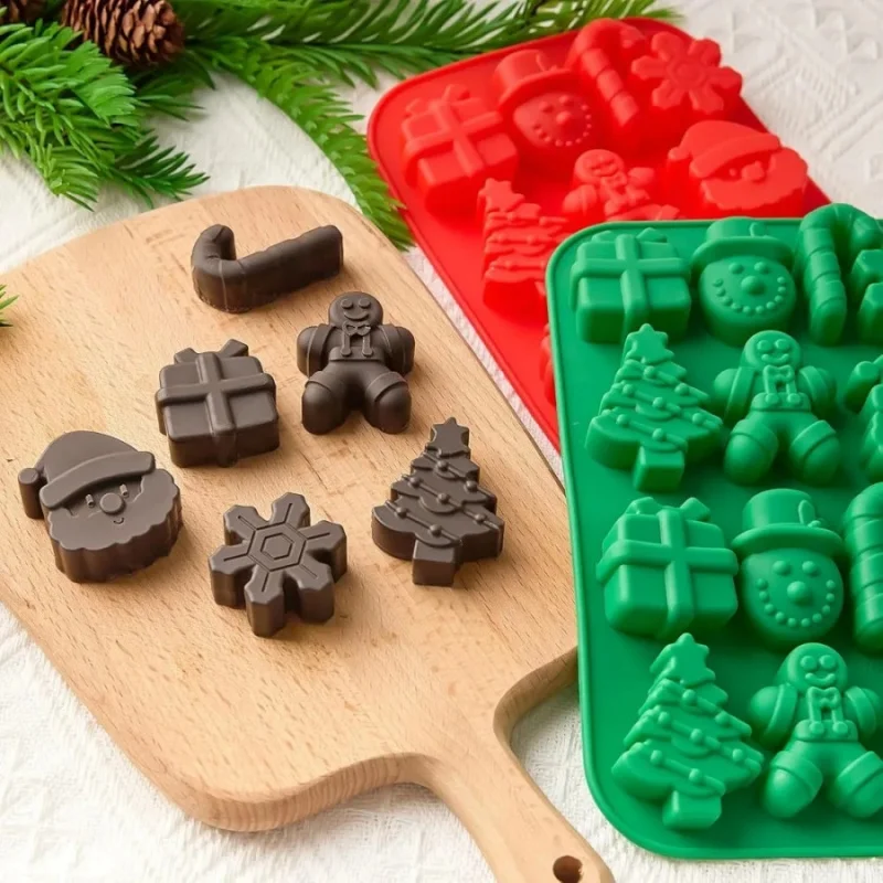 Molde de Chocolate para árbol de Navidad, molde para galletas de bastón de Papá Noel, bandeja de hielo para hornear en casa, 1 ud.