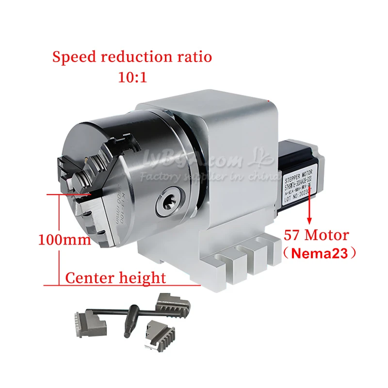 4th Axis Rotary A Axis with Chuck 100mm 3 Jaws 4 Jaws 57MM Nema23 Motor for CNC Router Drilling And Milling Machine Parts