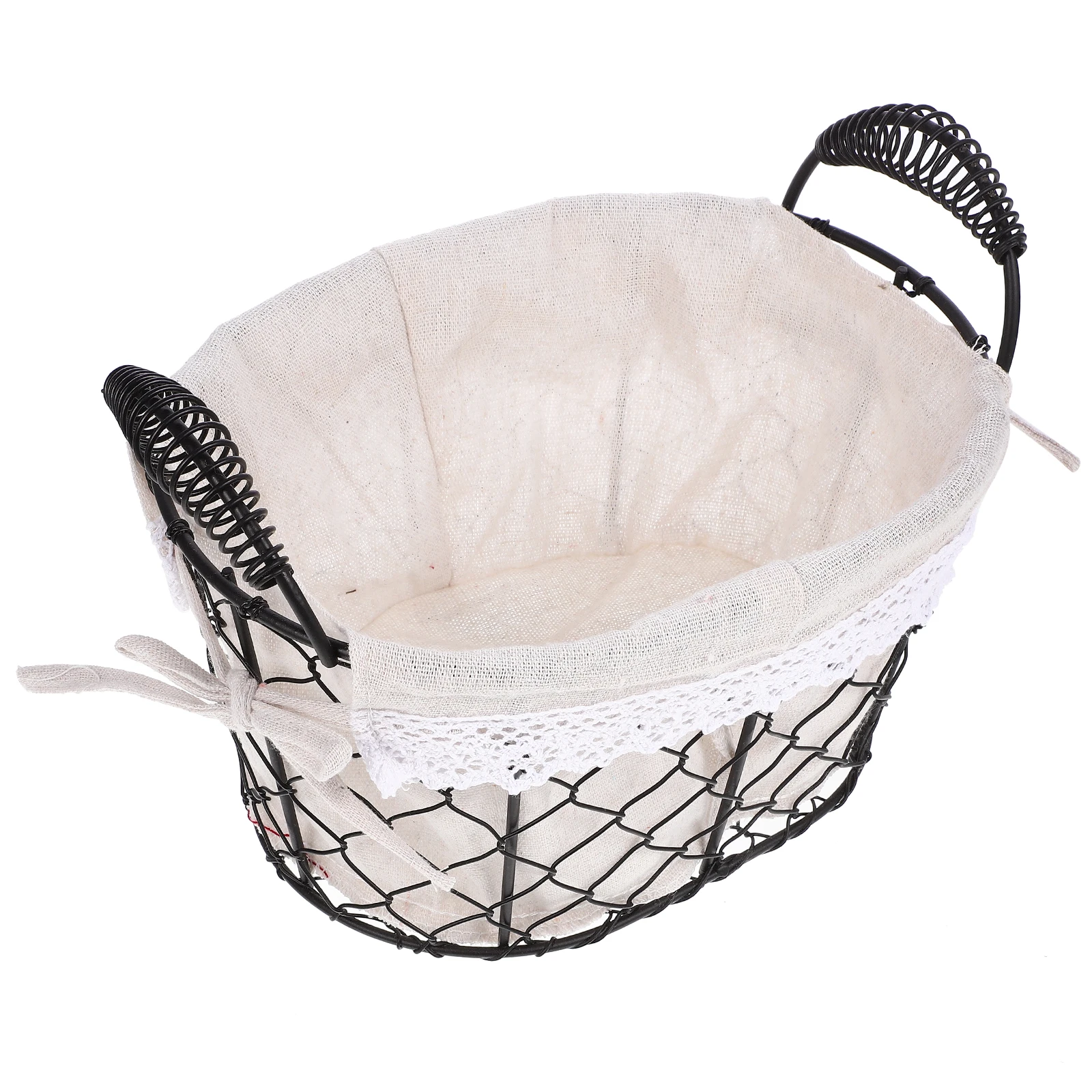 

Double Ear Portable Fruit Basket Iron Wire Storage Harvesting Eggs Bread Household Container Rectangle Shape