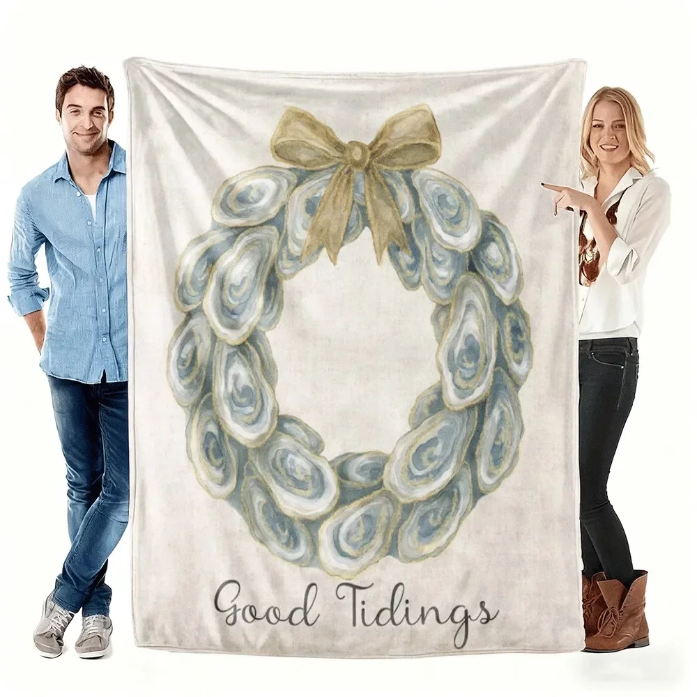 Oyster garland pattern Flannel printed blanket suitable for all seasons suitable for living room office sofa and travel