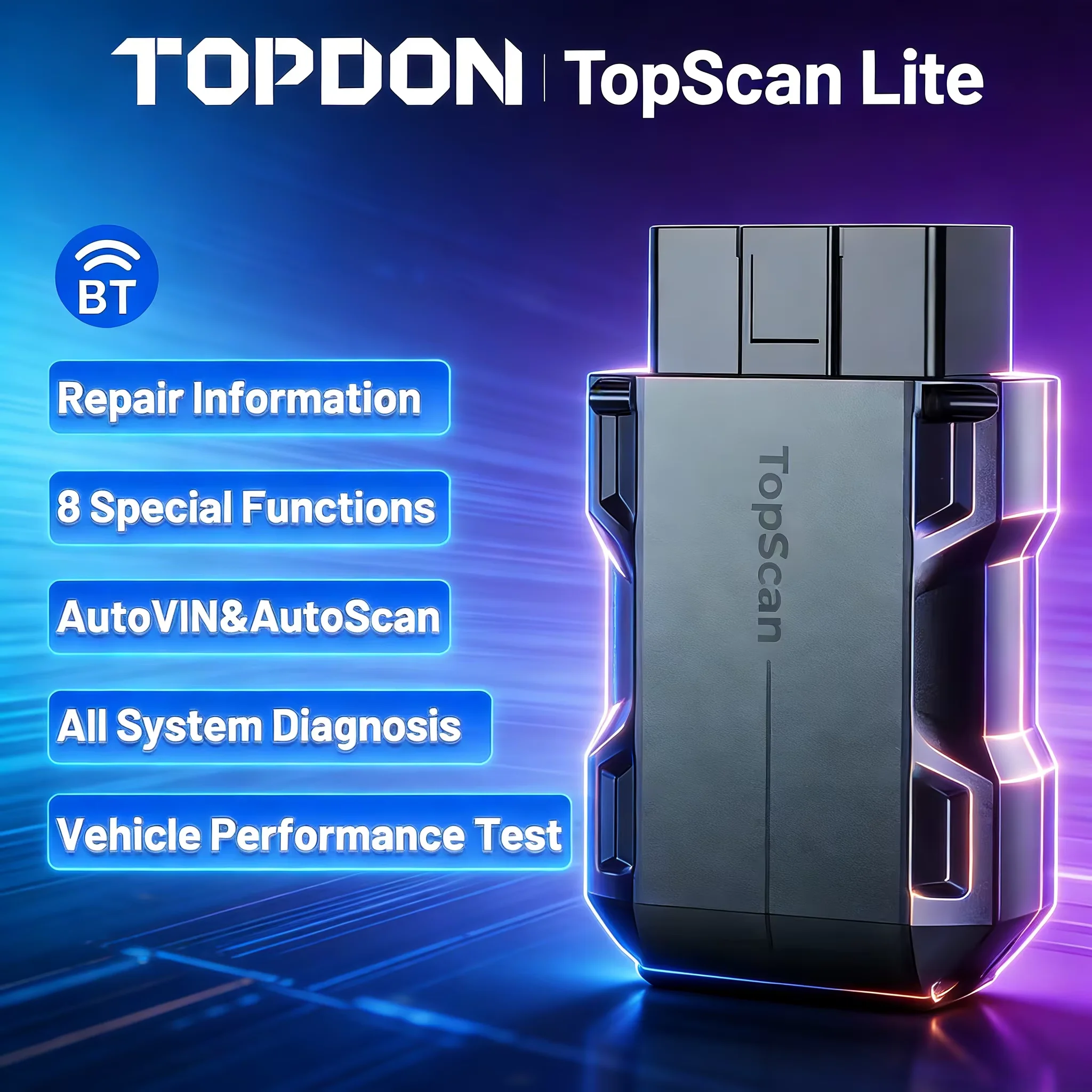 TOPDON TopScan Lite Scanner Smart Diagnostic Tool DTC Repair Guide Bluetooth OBD2 Code Reader