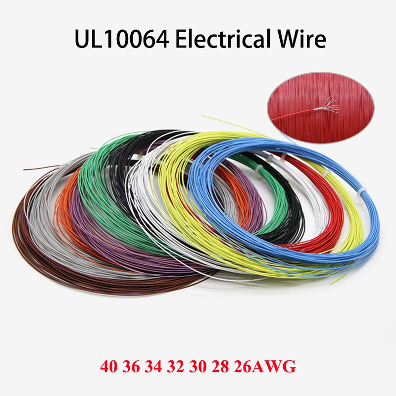 10/30/50/100m UL10064 PTFE Wires 40/36/34/32/30/28/26AWG Ultra Fine Micro Litz FEP Insulation Tinned Copper Cable for Soldering