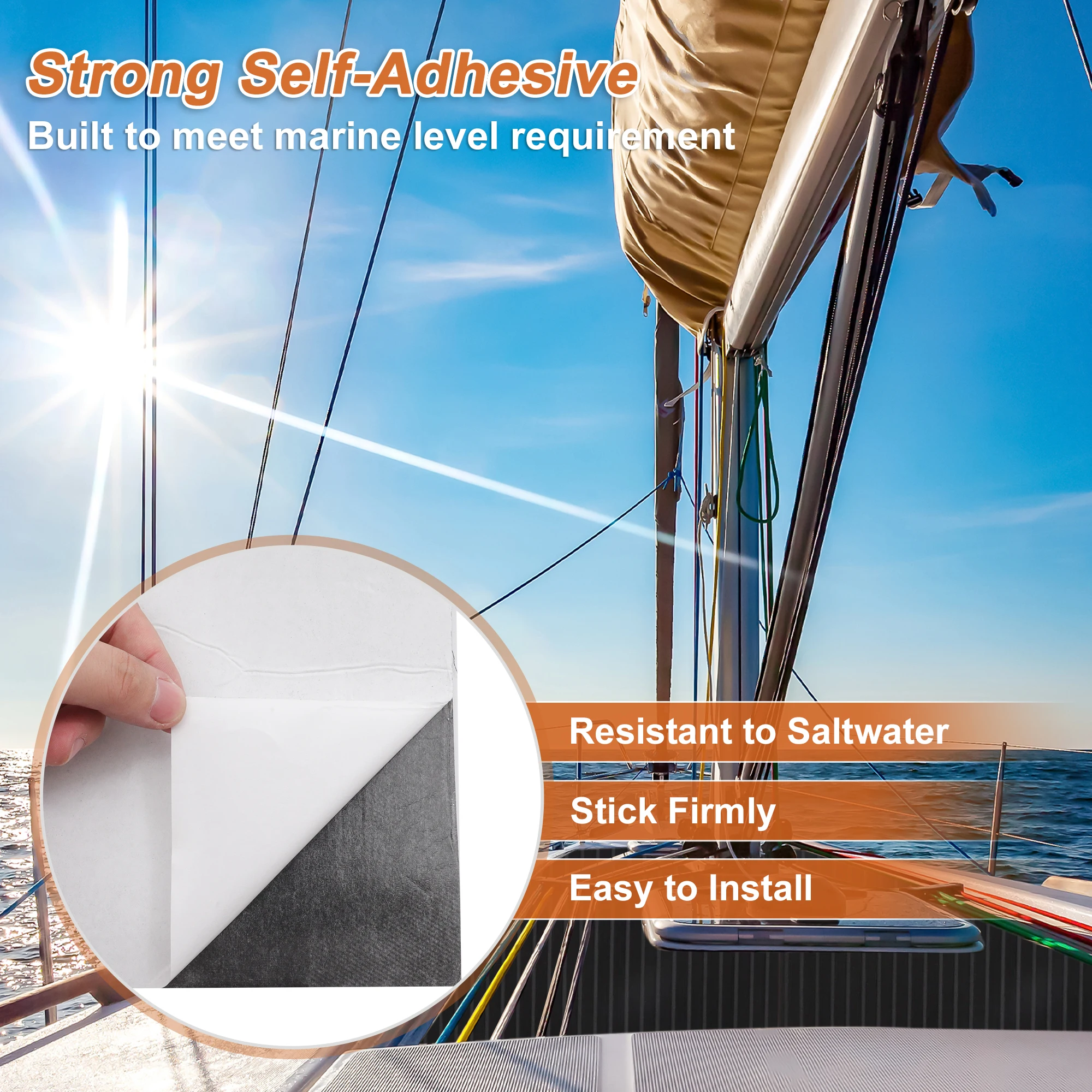 Uxcell 2400*400mm Eva Foam Faux Teak Boat Deck Mat Sheet Non-Slip Teak Yacht Marine Floor Waterproof Pontoon Flooring Motor Boat